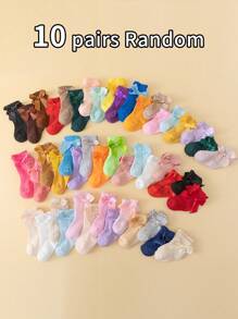 12 pares de calcetines con decoración de lazo para bebé/niño pequeño, diseño lindo, adecuado para primavera/verano