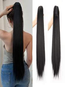 Synthetic Long Straight Ponytails Extension Hair32Inch Claw Clip On Ponytail Hair Heat Resistant Pony Tail Hair Piece For Women