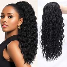 14 Inch 1pc Synthetic Clip In Ponytail Extension Drawstring Ponytail For Women Black Mixed Medium Auburn