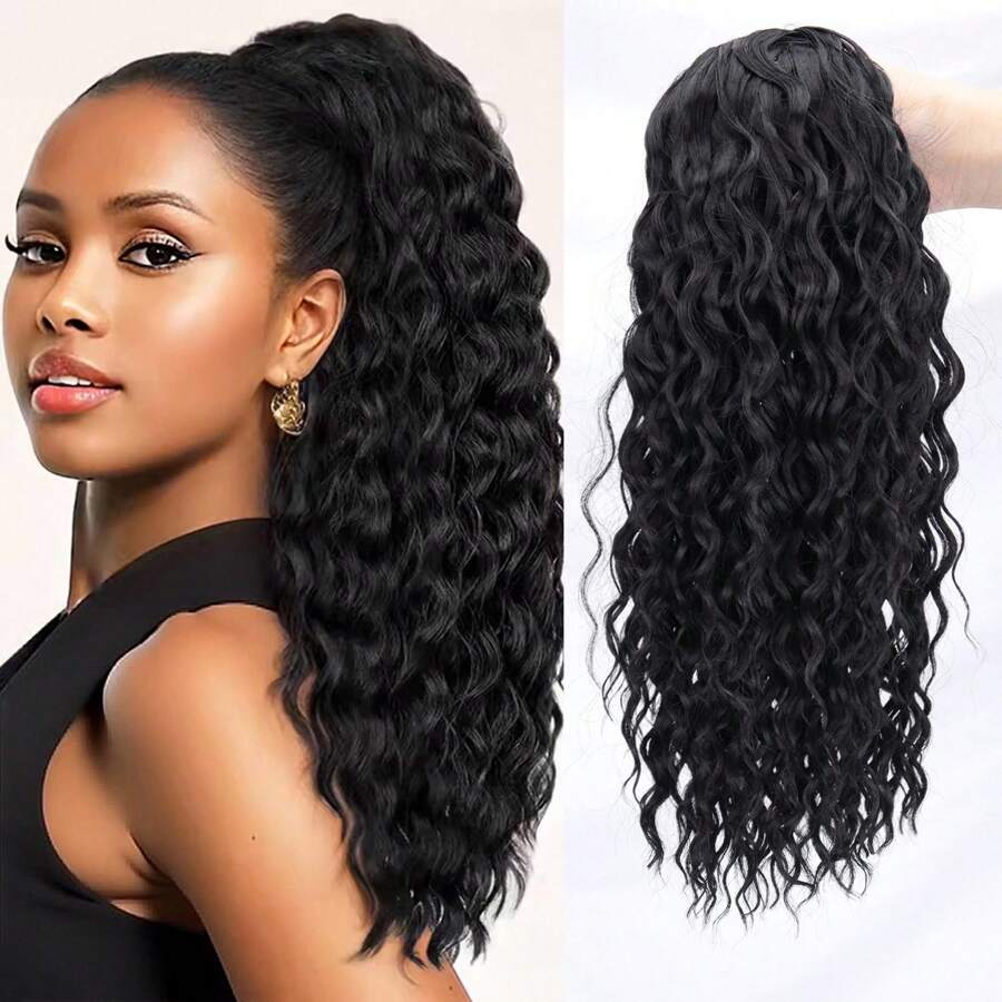 14 Inch 1pc Synthetic Clip In Ponytail Extension Drawstring Ponytail For Women Black Mixed Medium Auburn