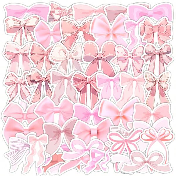 50 adesivos de vinil com laço rosa para scrapbook, diário, laptop, para-choque, skate, garrafas de água, computador, telefone, desenho animado, capacete, adesivos de carro