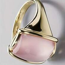 1 件时尚感粉色可调节铜戒指，复古夸张简约个性女士戒指