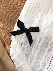 Vestido transpirable para mascotas con decoración de moño 3D lindo, para gatos y perros pequeños - Blanco - Ver 3