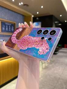 1pc Pink Leopard Transparent Anti-Scratch Anti-Fingerprint Soft TPU Phone Case, Precise Cutouts For Camera, Compatible With Samsung, Nothing, Pixel, INFINIX, Redmi Smartphones