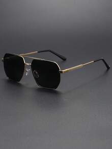 1 件男士复古金属框架双桥时尚眼镜，适合搭配毛衣、外套、新年旅行、假期返校时尚学院风 - 1125-多色 - 查看 14