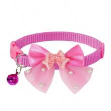 1 pièce ou 3 pièces/set Joli collier de chat/chien à clochette en forme de nœud papillon brillant, convient pour une utilisation quotidienne