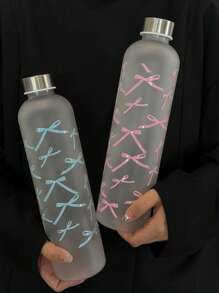 1000ml Large Capacity PC Water Bottle | Original Bowknot Dancing Print + Stainless Steel Small Mouth Bottle Cap | Top Selling Item In Europe, Middle East, And Southeast Asia . Portable Sports Drinking Bottle
