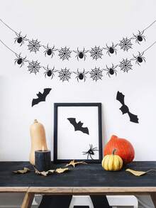 18 buc banner negru cu pânză de păianjen de Halloween, decorațiuni de petrecere de Halloween, decor de păianjen de Halloween, decor de banner cu pânză de păianjen suspendat, ghirlandă de Halloween cu banner, ghirlandă cu pânză de păianjen neagră cu sclipici - decorațiuni de petrecere de Halloween, decor de păianjen de Halloween, decor de Halloween, decor de toamnă, decorațiuni de Halloween, decor de banner cu pânză de păianjen suspendat, articole pentru petrecere de Halloween ghirlandă Halloween, decorațiuni de petrecere de Halloween - Negru - Vizualizare 4
