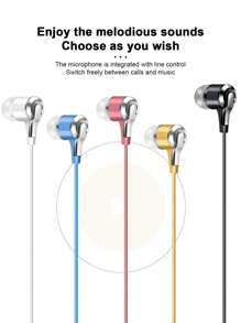 Écouteurs intra-auriculaires avec amplification des basses et commandes en ligne, universels pour le jeu, l'ordinateur, prise 3,5 mm