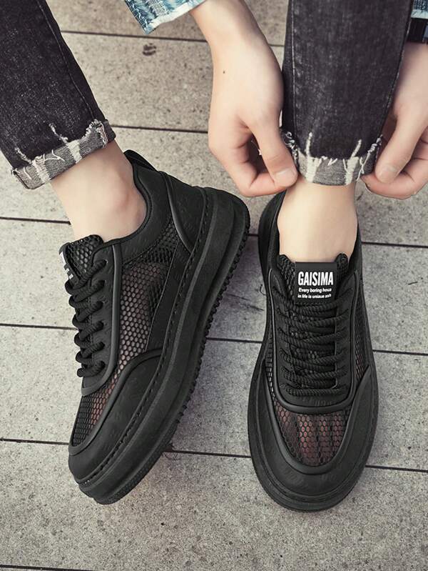 Zapatillas casuales transpirables de malla para hombres, zapatos de moda para skateboarding de verano