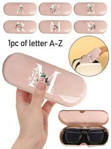1 pieza Estuche de gafas de unicolor tipo Creamy/Monet, estuche de gafas con inicial de flores de margarita de letra A-Z con estampado en piel, diseño nuevo y sencillo, conveniente y portátil con función impermeable y antipolvo, estuche de gafas con dije de alfabeto para gafas de sol y anteojos, caja de almacenamiento de gafas con tapa, organizador portátil para mujeres y hombres, organizador y soporte de gafas de sol, estuche protector de gafas