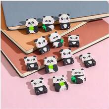 30 件可爱熊猫形状橡皮擦 - 柔软毛绒橡胶铅笔橡皮擦，竹叶，黑白设计，适用于课堂奖励、派对礼物、学校用品、熊猫礼物 - 彩色 - 查看 2