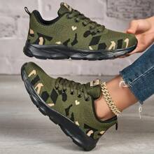 2025 Women's Fashion, Comfortable, Versatile, Breathable, Camouflage, Athleisure Shoes, Running Shoes, Walking Shoes, Lace-Up Lightweight Road Running Shoes