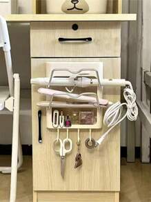 1 pièce Support mural pour lisseur sans perçage à installer facilement - Organisateur de salle de bain économisant l'espace, convient pour le fer à friser et le lisseur, en plastique, un rangement pratique pour la salle de bain