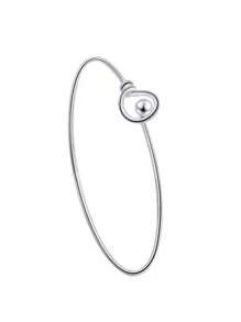 1 pieza Brazalete abierto redondo de acero inoxidable, accesorio de cadena, regalo de joyería de moda para hombres y mujeres