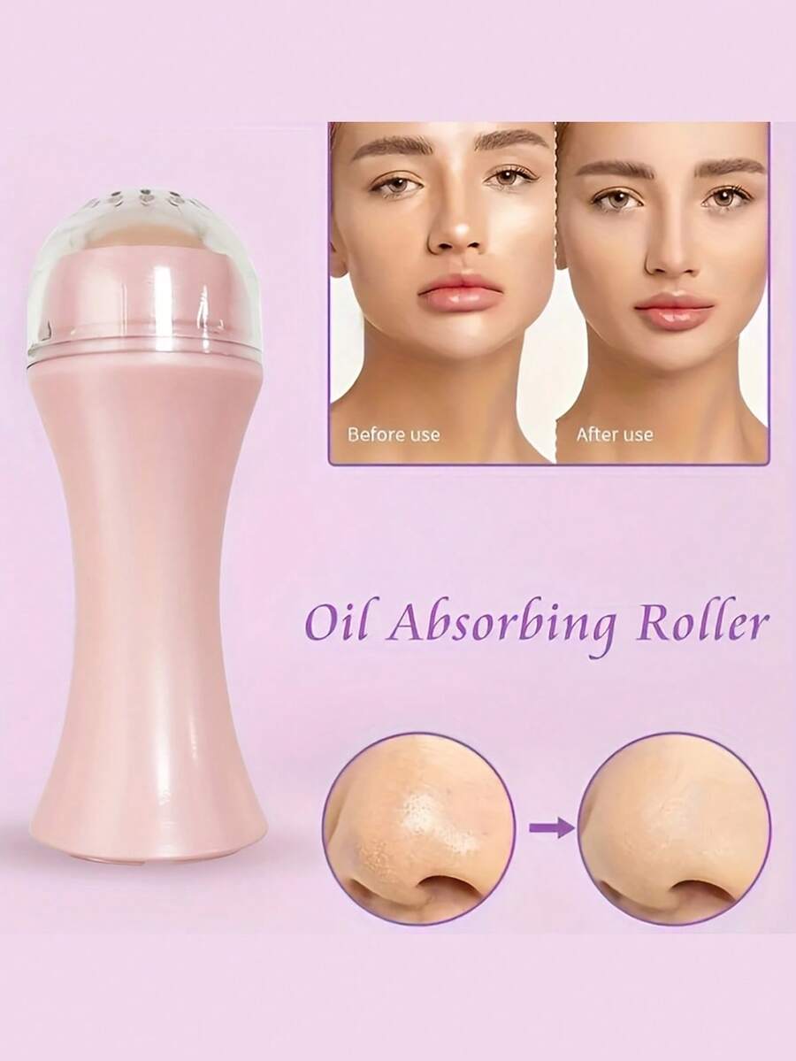 Rodillo volcánico absorbente de aceite 2 en 1, bolas rodantes volcánicas para la cara, rodillo facial de piedra volcánica portátil y reutilizable, para control del aceite y eliminación del brillo excesivo en piel grasa, resultados instantáneos - Multicolor - Ver 1