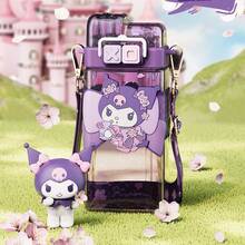 MINISO Sanrio Kuromi Sakura Punk Double Drink Cup 520mL/17.59oz, Stereo PVC Cup Cover, Double Drink Mode, Safety Lock, Detachable Strap, Suitable for Travel Carrying and Daily Hydration (1 PC) - 紫色 - 查看 2