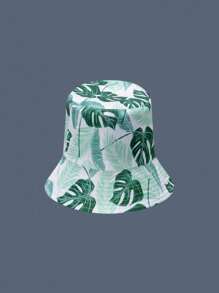 1pc Tropical Style Banana Leaf Print Unisex Bucket Hat, Suitable For Beach, Vacation