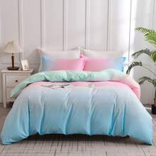 2/3 Pcs Bedding Set Cute Ombre Rainbow Soft Single Double Size Blue/Pink/Purple Brushed Microfiber Duvet Cover Sets For Kids Girls Teens Adults With Pillow Case Zipper Closure In Home Decor Bedroom For Autumn, All Season, Halloween,Christmas Gifts, - Blue Pink Ombre Rainbow - 查看 10