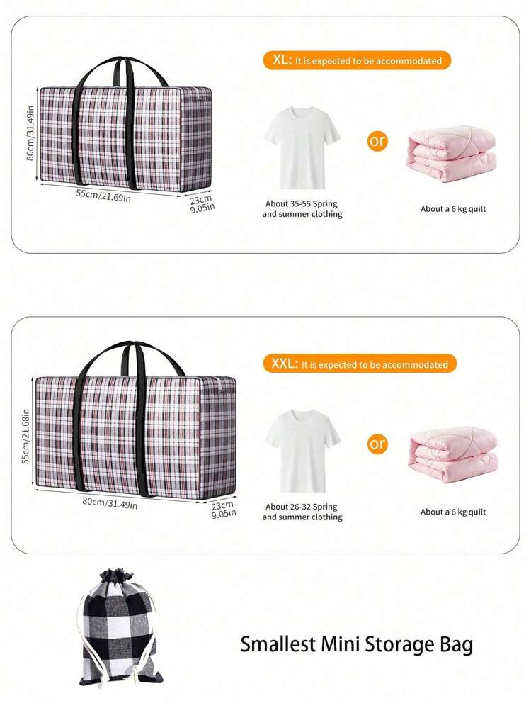 Bolsa de lona plegable grande y portátil, bolsa de almacenamiento de ropa de temporada, bolsa para árbol de Navidad, bolsa de mudanza grande con cremallera y asas resistentes, bolsa de viaje plegable de gran capacidad, material impermeable que protege del polvo y la humedad, esencial para dormitorio, equipaje escolar esencial para estudiantes, hombres y mujeres - Multicolor - Añade 6