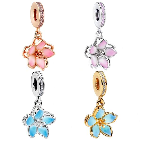 PARCOM 1 Stück versilberte Kirschblüten Serie Anhänger, modisches Charm Neudesign, multifunktionales DIY Armband & Halsketten Schmuckzubehör, geeignet für täglichen Gebrauch & als Geschenk, perfekter Schmuckarmband Schmuck, Geschenk für Geburtstag, Feiertag