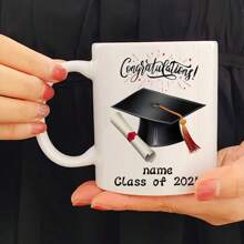1pc 11oz Graduation Theme Mug, Personalized "Class Of 2025" Graduate Cup, Ideal Graduation Gift For Classmates, Friends, Siblings And Graduates, Suitable For Home And Office Coffee Cup