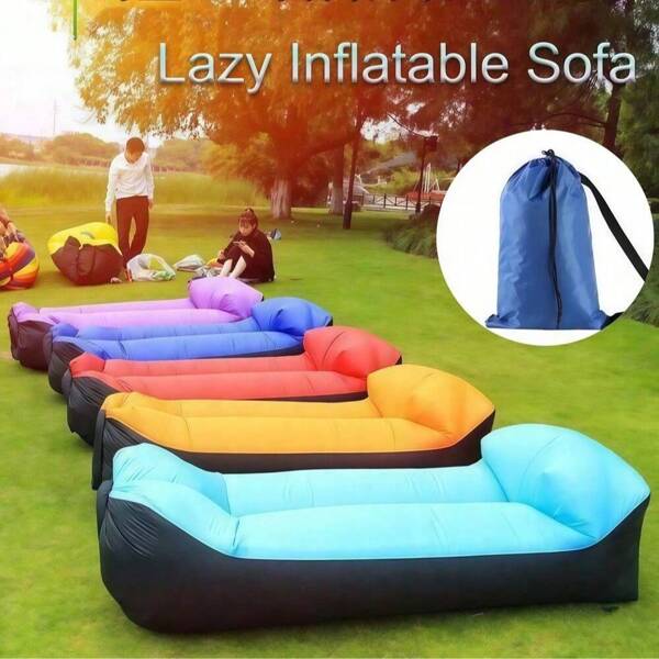 1 pieza Nuevo sofá inflable para exteriores, cojín de asiento portátil para festivales de música al aire libre, descanso perezoso, camping, playa, colchón de aire, sin batería