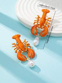 1 Paar Sommer Ozean Strand Stil emaillierte Ohrringe, Krebs Garnelen Ohrstecker, kreative modische Damenschmuck geeignet für Strand, Reise, Urlaub