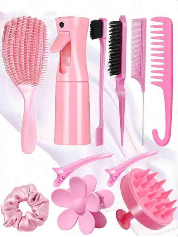 11pcs/Fashionable Men's And Women's Dry And Wet Shell Rib Comb Set, Hair Tool Set, Hair Comb Set, Makeup, Pointed Tail Comb, Mouse Tail Comb, Side Brush, Hair Brush, Hairpin, Hair Ring, Wide Tooth Comb, (6.8 Oz/200 Ml) Multi-Functional Small High-Pressure Continuous Spray Water Replenishing Travel Makeup Bottle, Suitable For Hairdressers, Hairdressers, Family And Outdoor Travel, Is The Best Personalized Gift During The Festival, Claw Clips, Gifts