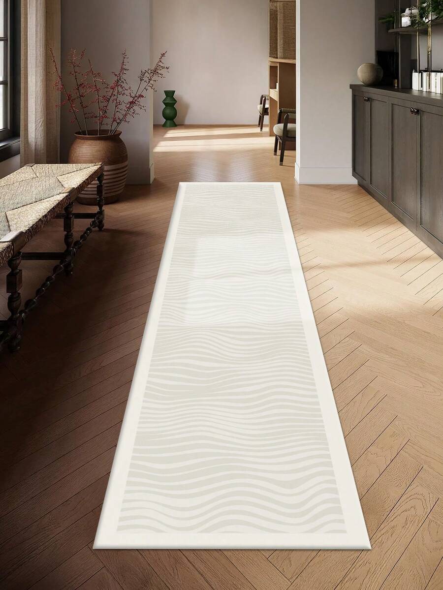 1pc Light Gray Modern Minimalistic Style Crystal Velvet Rug, 850g/M², Rectangular, Non-Slip Washable, Home Decor Carpet For Living Room, Kitchen, Dining Room, Office, All Seasons - Light Grey - View 1