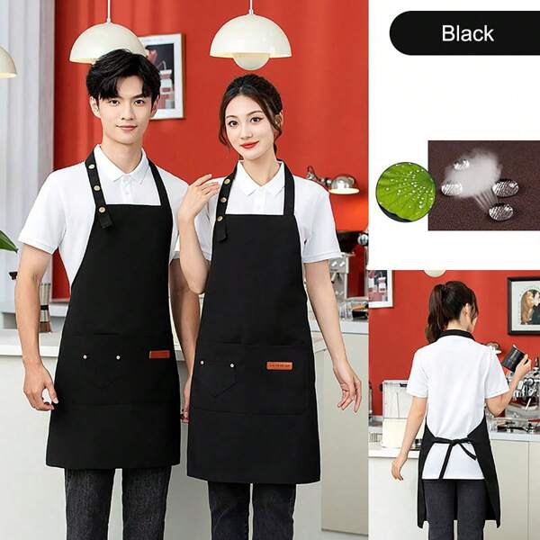 1pc Waterproof And Anti-Fouling Restaurant Apron With Multiple Pockets And Three-Speed Size Adjustment, Suitable For Restaurants, Cafes, Florists And Other Places, Waterproof And Anti-Fouling.
