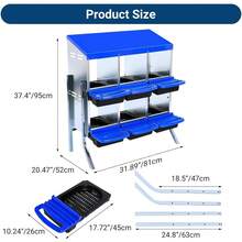 Chicken Nesting Box, Multi Compartments Nesting Boxes For Chickens, Chicken Laying Boxes, Roll Away Nesting Box For Chickens Laying Egg With Lid Cover To Protect Eggs - Blue 6 Holes có chân - Xem 4
