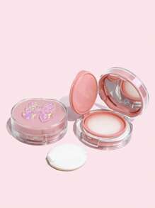 Caja de cojín de aire, 1 pieza mini caja de cojín de aire de fundación líquida con lazo de cristal rosa, con borla esponjosa y espejo de maquillaje, botella de reemplazo de BB cream y loción, botella auxiliar portátil para viajes adecuada para 6g