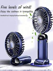 Ventilador pequeño multifuncional de 5 velocidades, ventilador pequeño con carga USB, pantalla digital, plegable, activado por toque, apto para oficinas, dormitorios, camas, lectura y escritura