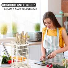 Stainless Steel Universal Knife Holder For Kitchen, Knives Storage Without Knives, Utensil Holder 8 Slots With Scissors, Sharpening Rod, Space Saver Knives Organizer