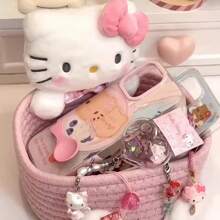 Sanrio 1pc.Sanrio1Pc Hello Kitty Kawaii Storage Basket Cute Harajuku Charm Cosmetics Toys Storage Box Bedroom Decoration Birthday Gift Pink Gifts Graduation