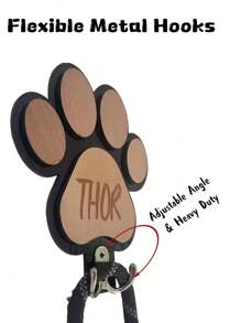 Custom Engraved Dog Bone Shelf - 16x16cm (6.3x6.3in) Organizer For Collar & Leash Storage Solid Wood Wall Hooks Flexible Metal Hooks (Adjustable Angle & Heavy Duty),Customized Pet Supplies