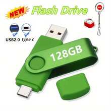 Biyetimi 高速二合一 USB 闪存盘 4GB 8GB 32GB 128GB USB 2.0 Type-C 记忆棒 OTG 移动硬盘 USB 存储 - 綠色 - 查看 1