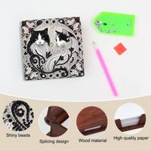 1pc DIY Diamond Painting Note Holder Wooden Memo Box For Desk – Special Shaped Rhinestones, Flower & Animal Patterns, Includes 160 Sticky Notes, Handmade Memo Holder For Office, Home, School, Crafts & Holiday Gifts