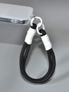 Nylon Phone Case With Lanyard, Wrist Strap, Keychain, USB Drive Holder Accessories, High Quality Anti-Lost Short Portable, Fashionable Design - Black and White - View 5