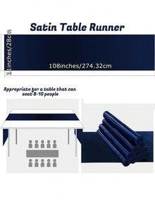 2pcs/5pcs/10pcs Navy Blue Satin Wedding Decoration Table Runners For Hotel Event Birthday Banquet Silk Ribbon Table Flags Party Table Runners - Navy Blue - View 4