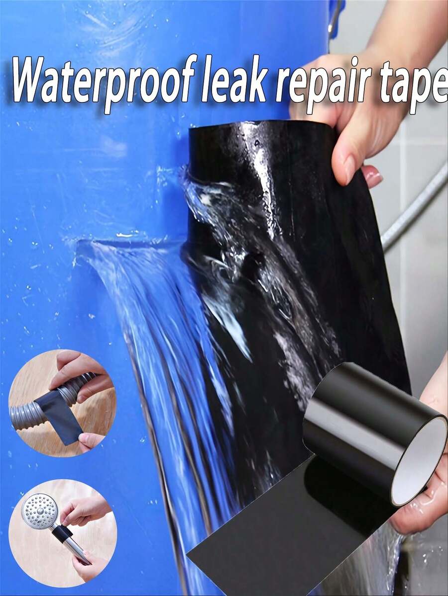 1 Roll Of Waterproof Black Repair Tape, Strong Self-Adhesive Sealing Tape, Seal And Leak Repair, Suitable For Indoor And Outdoor Use, Perfect For Home, RV, Roof, Pipe, Swimming Pool