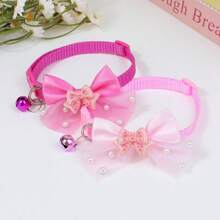 1 pièce ou 3 pièces/set Joli collier de chat/chien à clochette en forme de nœud papillon brillant, convient pour une utilisation quotidienne