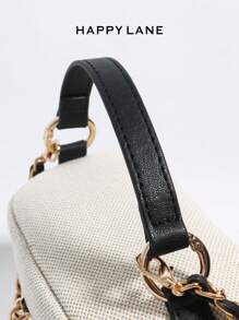 HAPPY LANE Bolso de hombro de mujer de tweed de HAPPY LANE, bolso de diseñador clásico inspirado, bolso cruzado elegante con asa de perla, versátil para compras, estilo casual, trabajo y eventos