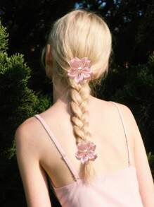 2pcs Women's Hawaiian Flower Hairpins, Cherry Blossom Flower Hairpins, Holiday Beach Party Hair Accessories, Girls Wedding Bohemian Hairpins, Beach Girl Holiday Accessories ,Flat Claw Clip, Claw Clips, Clips For Hair, Hair Slide, Hair Claws