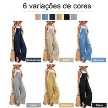 Women's Long Loose Jumpsuit Pantalona Social Fashion - 藍色 - 查看 3