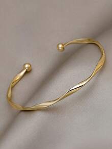 1pc Minimalist Silver Twisted Elegant Fashion Bracelet, Niche Design For Women, Chic Style