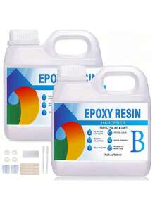 2pcs 500ml+500ml Clear Epoxy Resin Kit, Non-Yellow No Bubbles Self-Leveling Resin Epoxica Easy 1:1 Mixing, Desktop Epoxy Resin, Coating Casting, Painting, Arts & Crafts, Jewelry Making