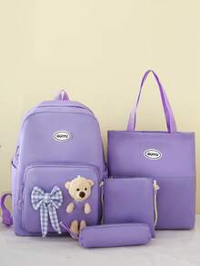 1pc新款组合包，可爱少女小众，高端大气，带蝴蝶结，小熊装饰，时尚新款包包，清新多巴胺配色，青春少女风，可斜挎，肩带可调节，休闲时尚，非常适合带出去玩，也可以作为礼物送给朋友 - 組合包 - 查看 5