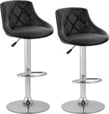 Bar Stool 2-Piece Set, Modern PU Leather Classic Bar Chair, Armless With Backrest Swivel Bar Stool, Height Adjustable, Kitchen Stool, Black, Brown - 棕色 - 查看 10